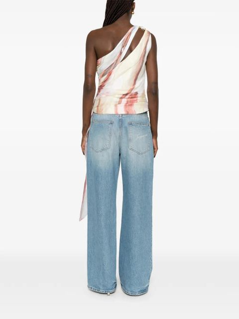 Aje Capture one-shoulder draped top - White