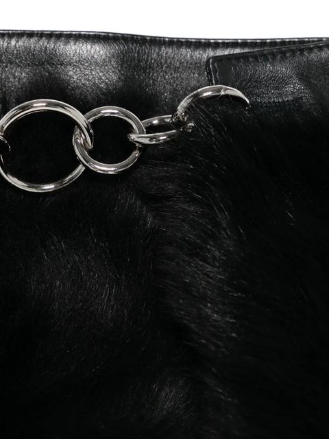 Jil Sander leather fur-trimmed chain scarf - Black