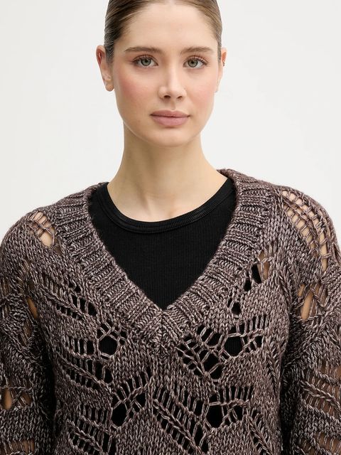 Sisley sweter z dodatkiem wełny damski kolor brązowy 1H5BL401E - zdjęcie produktu nr 2