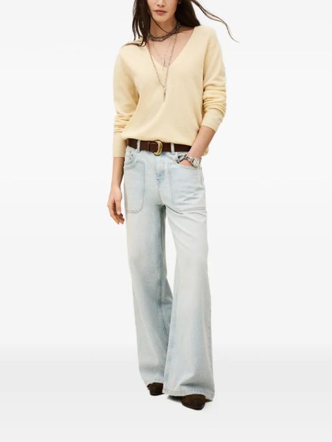 Ba&Sh Sollene V-neck knitted top - Yellow