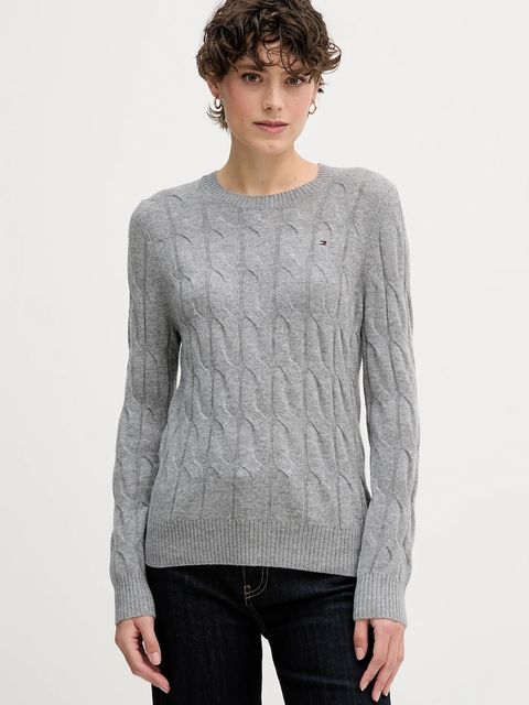 Tommy Hilfiger sweter wełniany damski kolor bordowy lekki WW0WW43586 - zdjęcie produktu nr 1