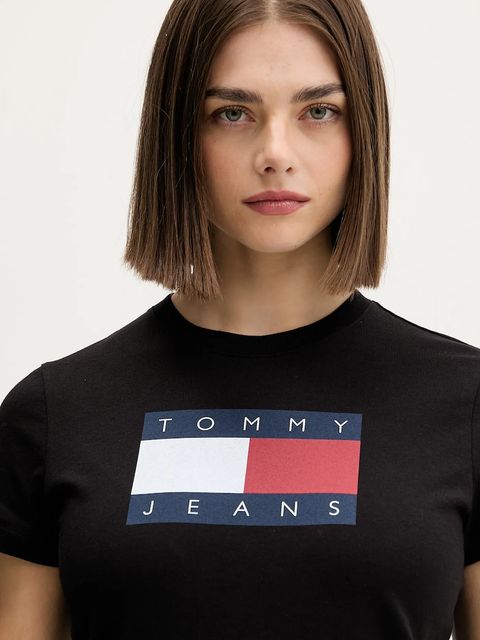 Tommy Jeans t-shirt bawełniany damski kolor czarny DW0DW22562