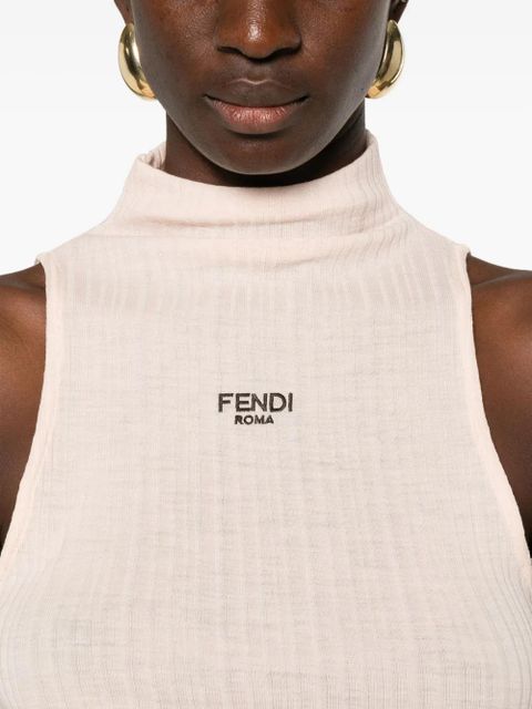 FENDI ribbed mock-neck top - Pink