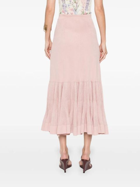 ZIMMERMANN Luna pleated frill midi skirt - Pink