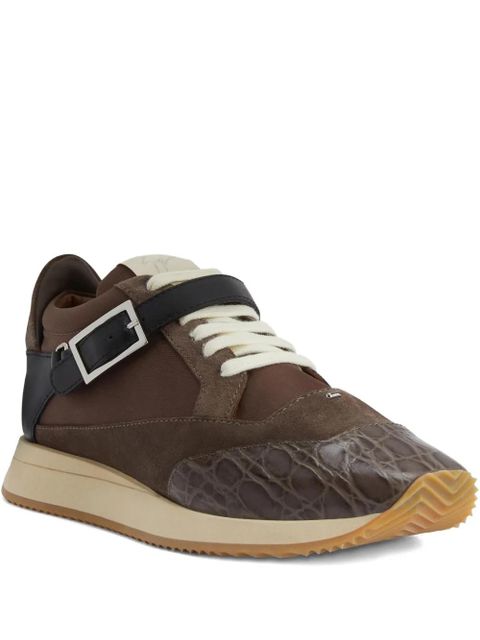 Giuseppe Zanotti buckle-strap crocodile-effect low-top sneakers - Brown - zdjęcie produktu nr 1