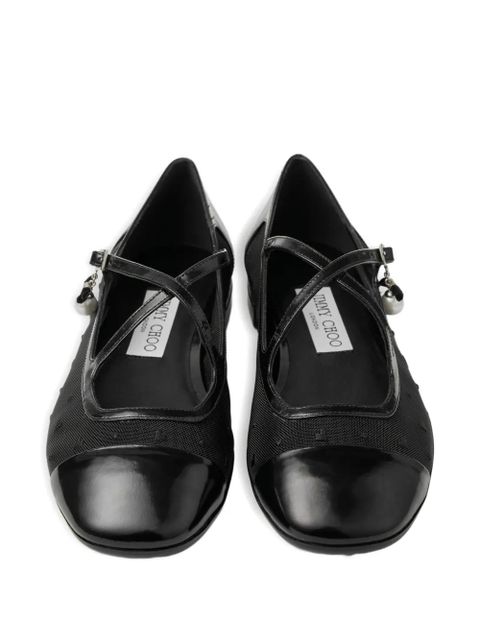 Jimmy Choo Eleri cross-strap mesh ballet flats - Black