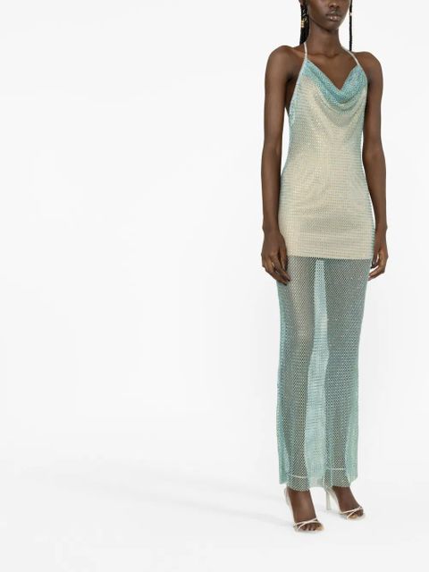 Self-Portrait rhinestone mesh dress - Green