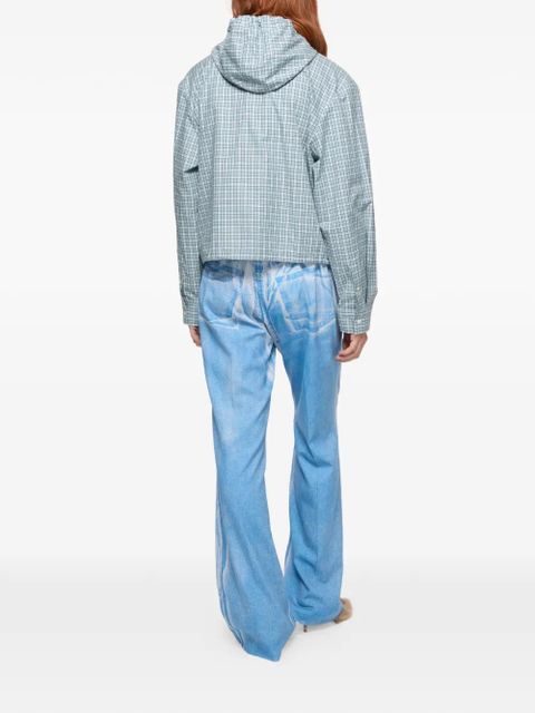 Acne Studios check-pattern hooded jacket - Blue
