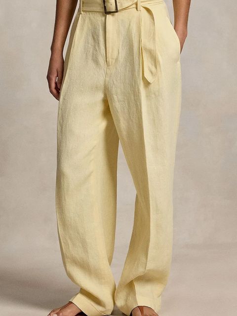 Polo Ralph Lauren spodnie wide leg damskie lniane - zdjęcie produktu nr 1