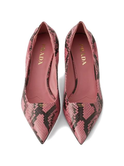Prada printed Ayers leather pumps - Pink