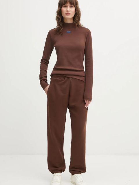 Hugo Blue longsleeve Easy Longsleeve_B damski kolor brązowy z półgolfem 50525318 - zdjęcie produktu nr 2