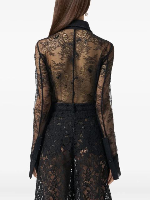 Blumarine lace-panelled shirt bodysuit - Black