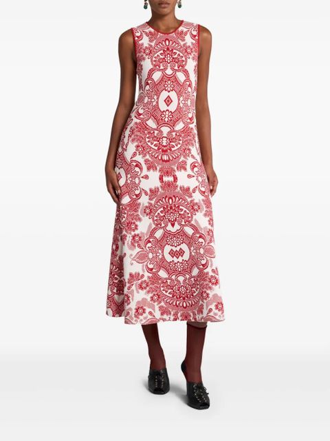 ETRO patterned-jacquard midi dress - Red