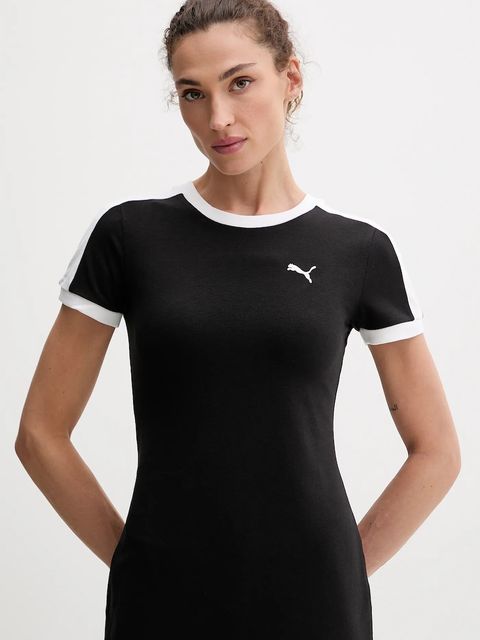 Puma sukienka kolor czarny midi prosta 632140