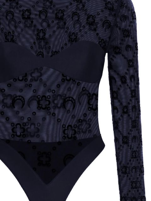 Marine Serre Moonogram mesh flock bodysuit - Black - zdjęcie produktu nr 2