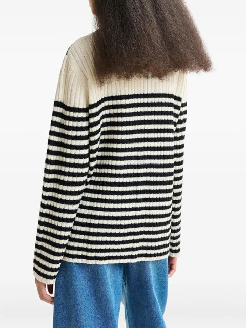 Essentiel Antwerp Insane lace-insert striped sweater - Black