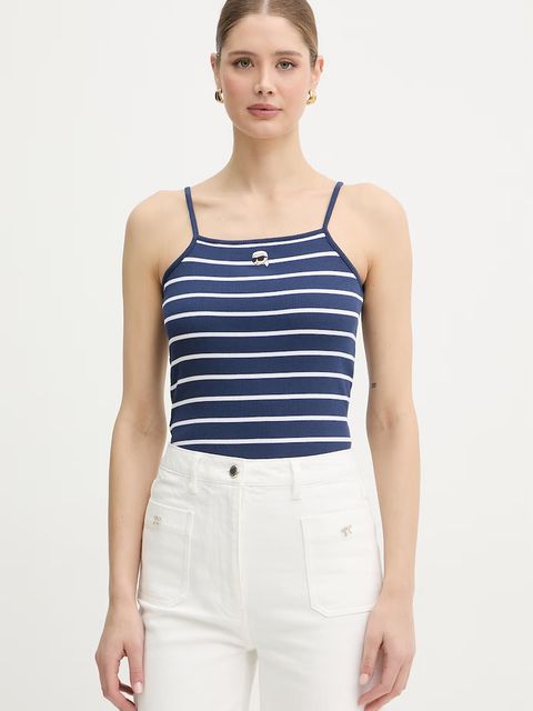 Karl Lagerfeld top damski bawełniany z elastanem IKON - zdjęcie produktu nr 1