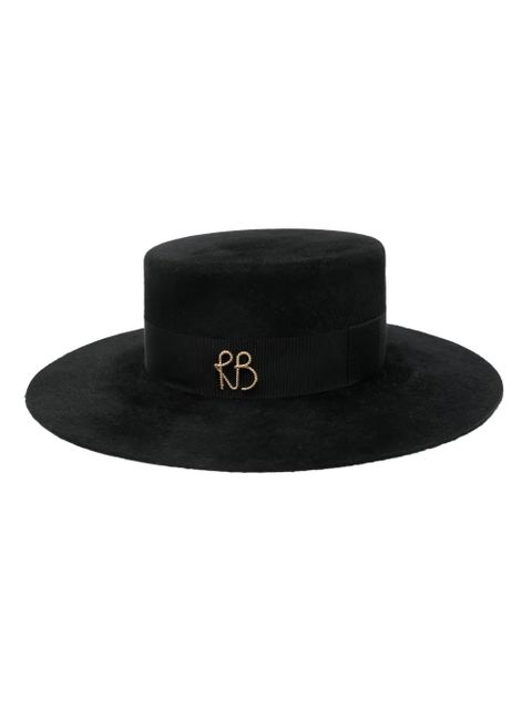 Ruslan Baginskiy monogram-embellished canotier hat - Black - zdjęcie produktu nr 1