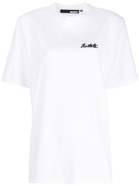 ROTATE BIRGER CHRISTENSEN sequin logo-detail organic cotton T-shirt - White - zdjęcie produktu nr 1