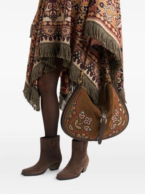 ETRO Pony embroidery suede maxi shoulder bag - Brown - zdjęcie produktu nr 2