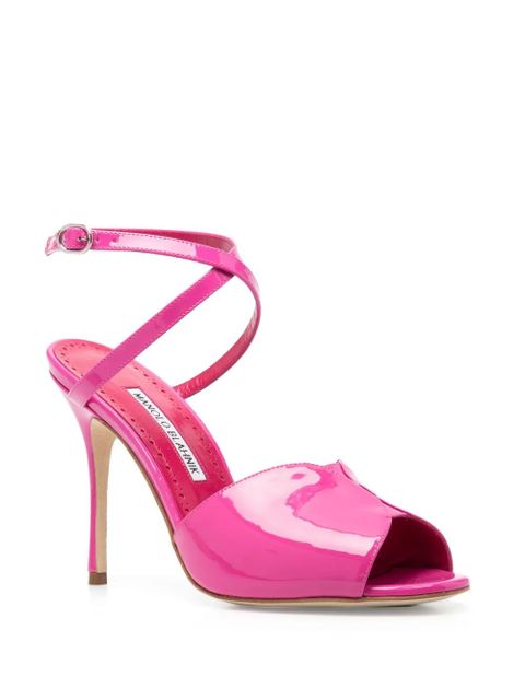 Manolo Blahnik Hourani 110mm patent-finish sandals - Pink - zdjęcie produktu nr 2