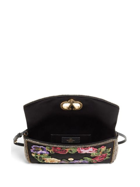 Valentino Garavani DeVain small embroidered shoulder bag - Black