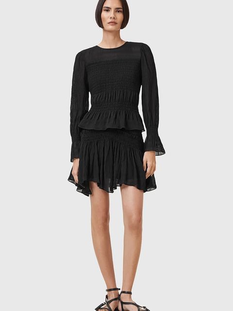 AllSaints spódnica PAMELA kolor czarny mini rozkloszowana W039RC