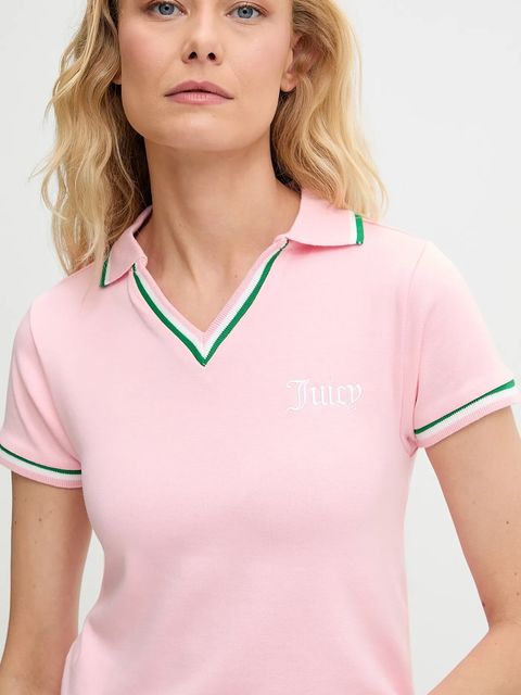 Juicy Couture polo SHRUNKEN POLO TEE damski kolor różowy JCWCT225355 - zdjęcie produktu nr 2