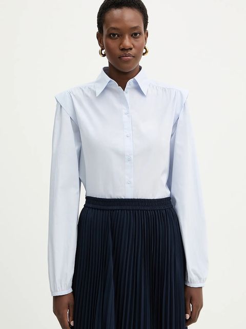 BOSS Orange koszula bawełniana C Bosally damska kolor niebieski regular z kołnierzykiem klasycznym 50553888 - zdjęcie produktu nr 1