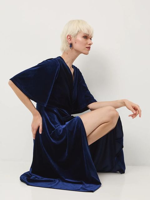 Medicine sukienka kolor granatowy midi rozkloszowana - zdjęcie produktu nr 1