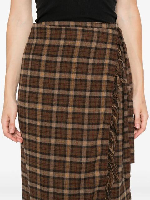 DÔEN Saskia checked midi skirt - Brown