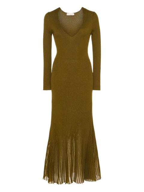 Ulla Johnson Zeda V-neck ribbed-knit midi dress - Green - zdjęcie produktu nr 1