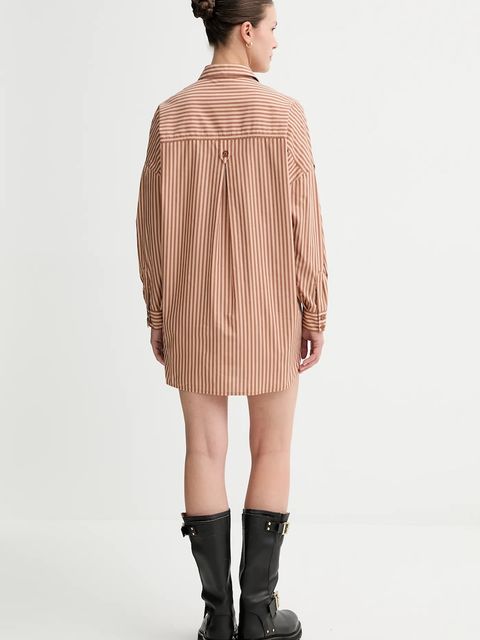 Sessun sukienka bawełniana kolor brązowy mini prosta 25105013