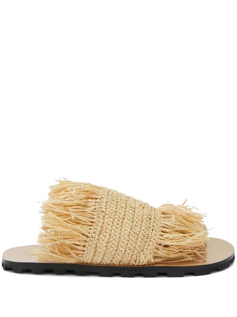 Jil Sander flat straw sandals - Neutrals