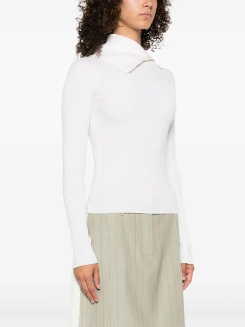 Sportmax ribbed zip-front sweater - White