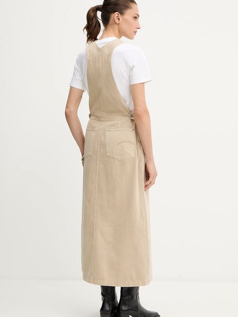 G-Star sukienka jeansowa 0 kolor beżowy maxi prosta D26965.E078