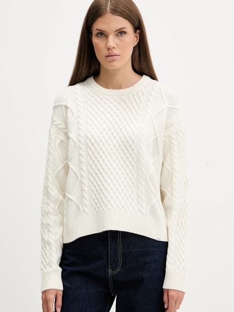 Guess Jeans sweter z dodatkiem wełny damski kolor beżowy lekki W5BR09 Z0561 - zdjęcie produktu nr 1