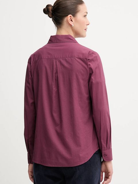 United Colors of Benetton koszula bawełniana damska kolor fioletowy regular z kołnierzykiem klasycznym 5WPQDQ0AX