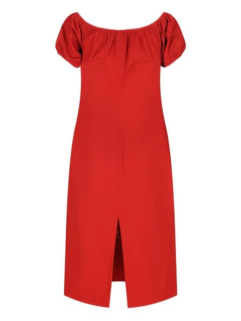 Miu Miu off-shoulder label-detail midi dress - Red - zdjęcie produktu nr 2