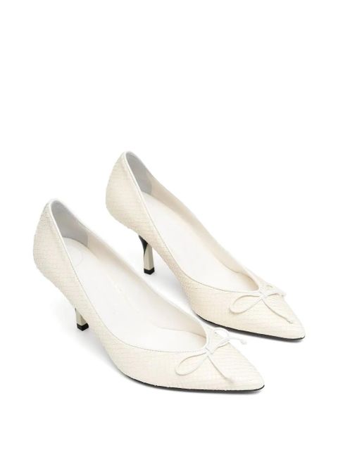 Jacquemus snakeskin bow pumps - Neutrals