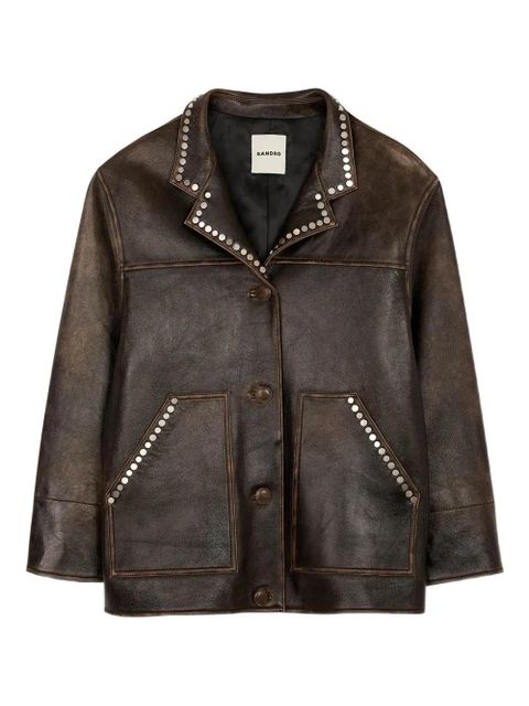 SANDRO leather jacket - Brown - zdjęcie produktu nr 1
