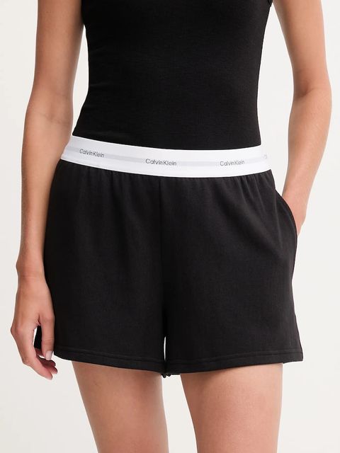Calvin Klein Underwear szorty bawełniane lounge damskie kolor czarny melanżowe high waist LV00QS7517 - zdjęcie produktu nr 1