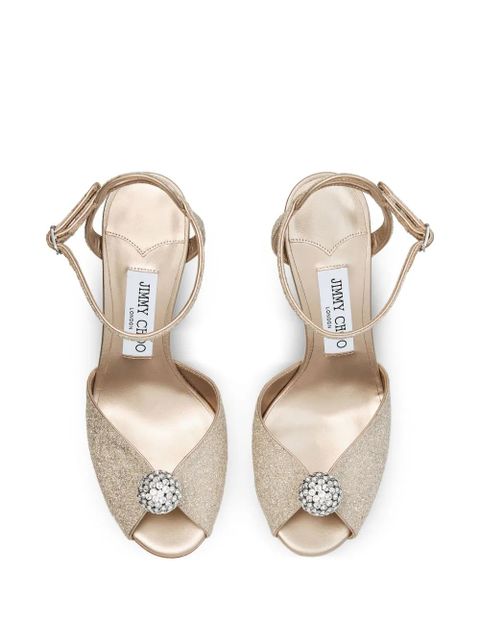 Jimmy Choo 85mm crystal embellished sandals - Gold