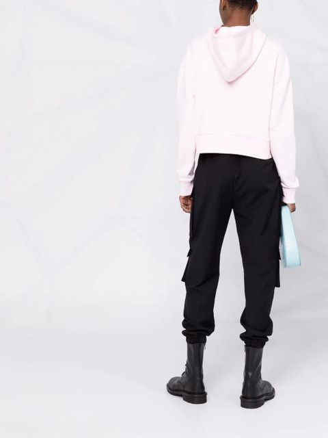 Balmain rhinestone-embellished logo hoodie - Pink