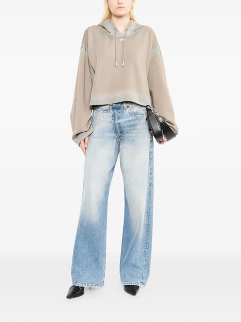 Off-White spray-effect logo stamped hoodie - Neutrals - zdjęcie produktu nr 2