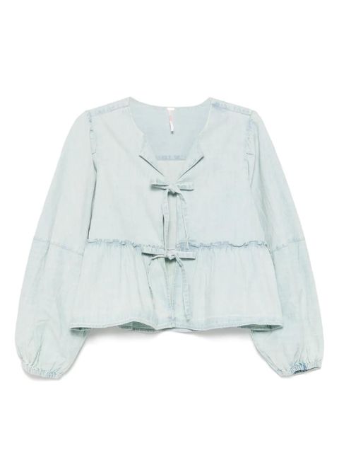 Free People denim brunch babe blouse - Blue - zdjęcie produktu nr 1