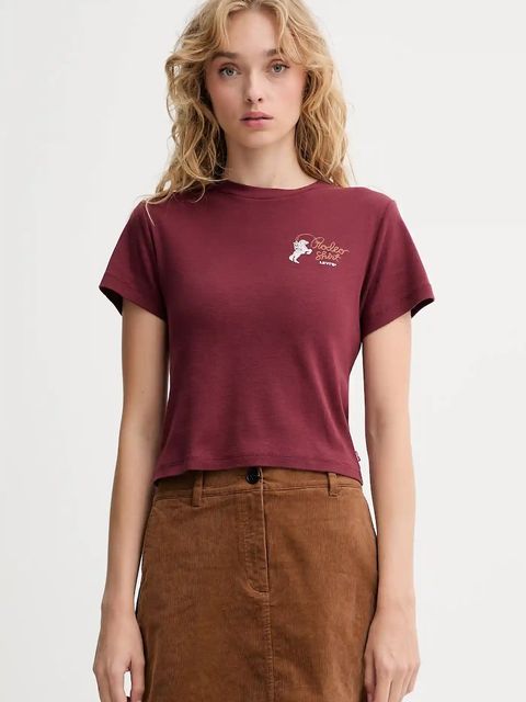 Levi's t-shirt bawełniany damski kolor bordowy A8798
