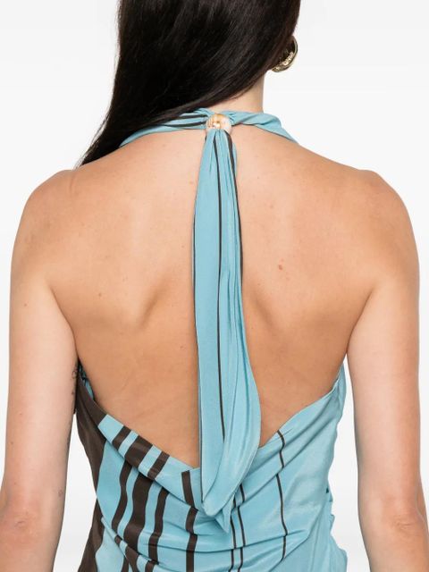 SIR. striped halterneck maxi dress - Blue