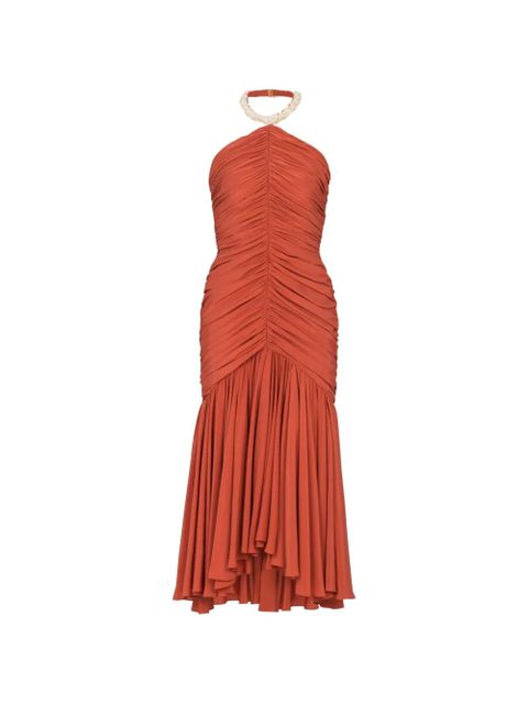Balmain ruched halterneck midi dress - Red - zdjęcie produktu nr 1