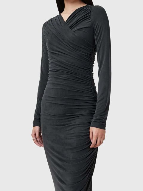 AllSaints sukienka HANAKO CUPRO kolor czarny maxi dopasowana W015DC